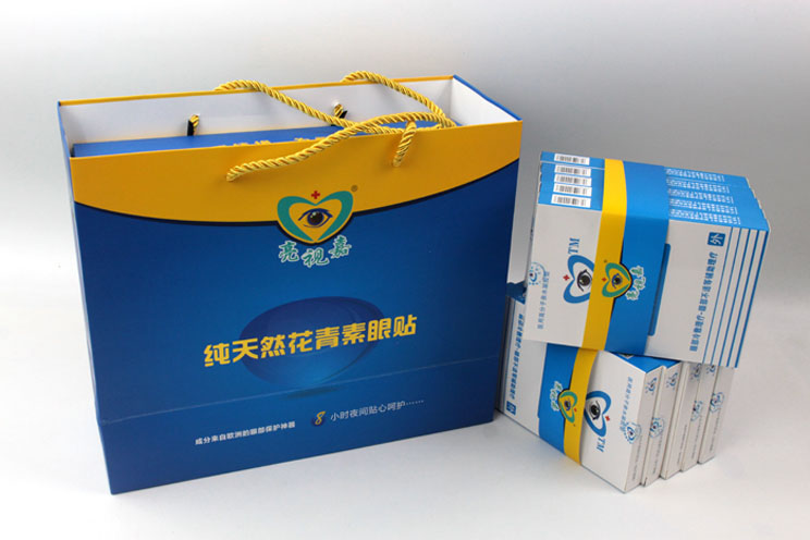 哪里可以做禮盒包裝？護(hù)眼神器亮視嘉護(hù)眼貼禮盒包裝+手提袋套裝出自長沙印刷廠
